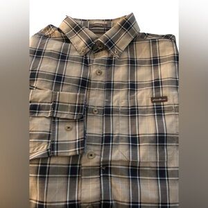 Eddie Bauer Mens Plaid Button Down LS Casual Shirt Gray Black Blue Size S